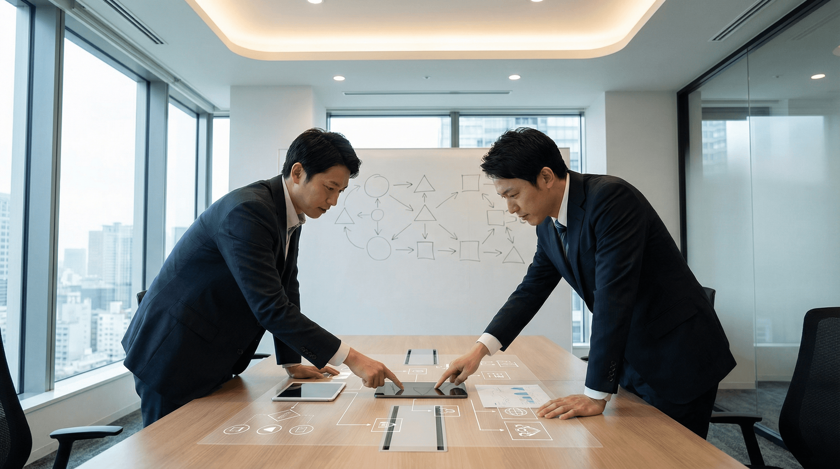 MSAP式ビジョンマップのイメージ図：経営者の想いを中心に、法人・個人資産、将来のビジョンが有機的に繋がったダイアグラム。